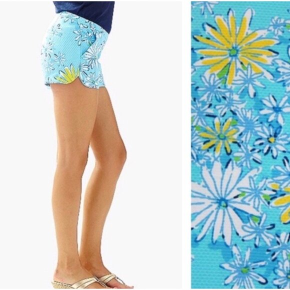 NEW! Lilly Pulitzer Breakwater Daisy Dance Adie Shorts Blue SZ 00 - Picture 5 of 11